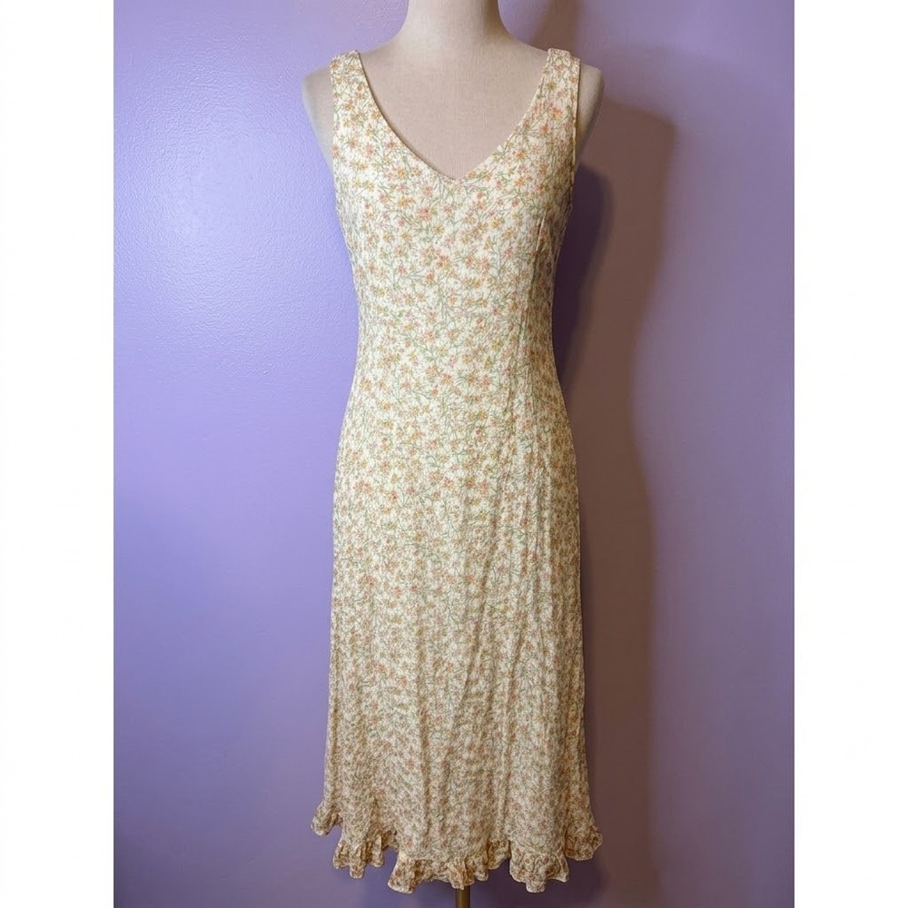 Silk Floral Midi Dress 2P Cottagecore Fairy Y2K Summer Flowy Romantic Chic